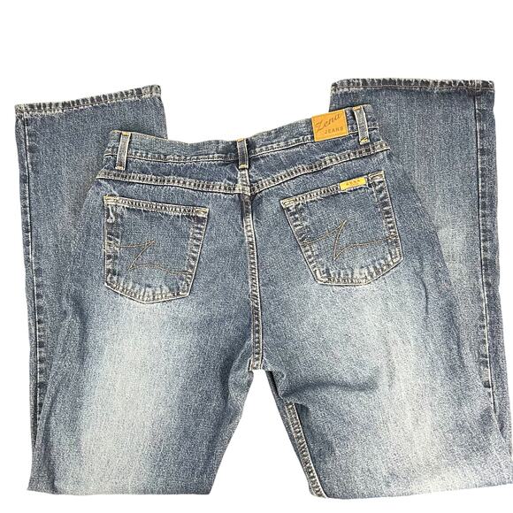ZENA JEANS Vintage 100% Cotton Button Fly Boot Cut Jeans 12  Highrise Boho Hippy - Picture 4 of 10